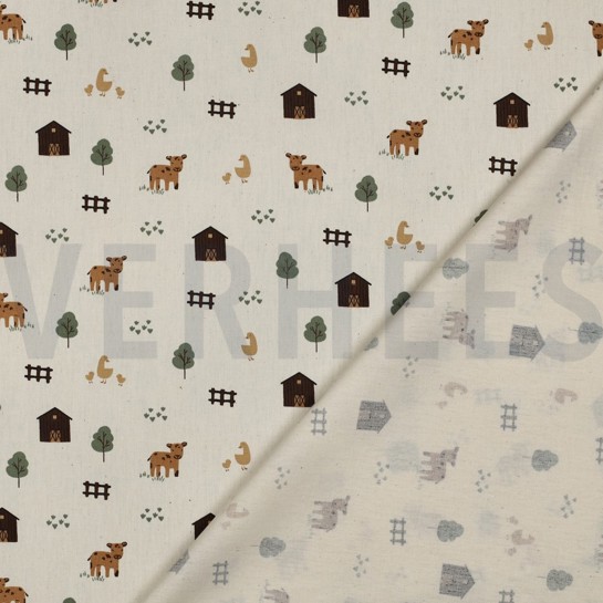 BAUMWOLLE POPELINE GOTS NATUR BAUERNHOFTIERE NATUR #7