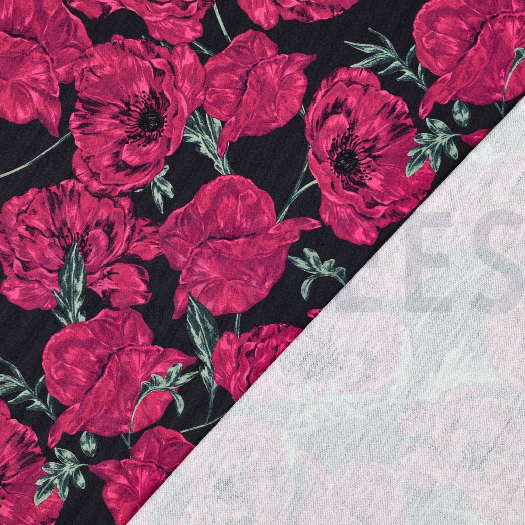FRENCH TERRY DIGITAL BLUMEN MARINEBLAU #7