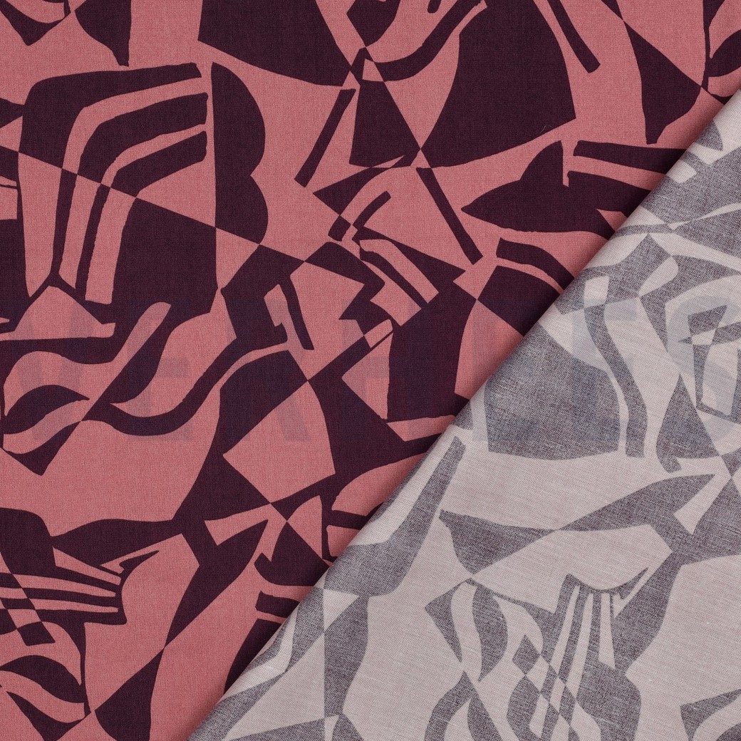 COTON VISCOSE ABSTRAIT AUBERGINE #7