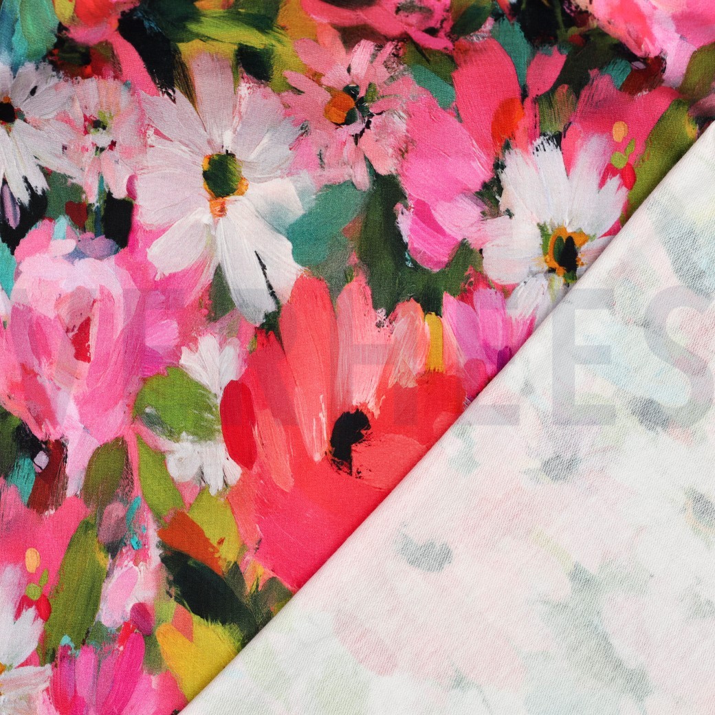 FRENCH TERRY DIGITAAL BLOEMEN ROZE #7