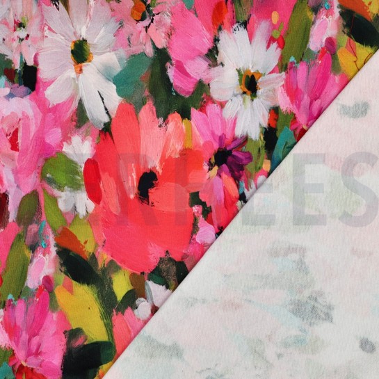 FRENCH TERRY DIGITAL FLOWERS PINK #7