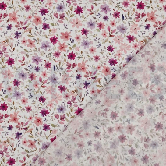 FIJNGEWEVEN KATOENEN POPLIN DIGITAAL BLOEMEN WIT #7
