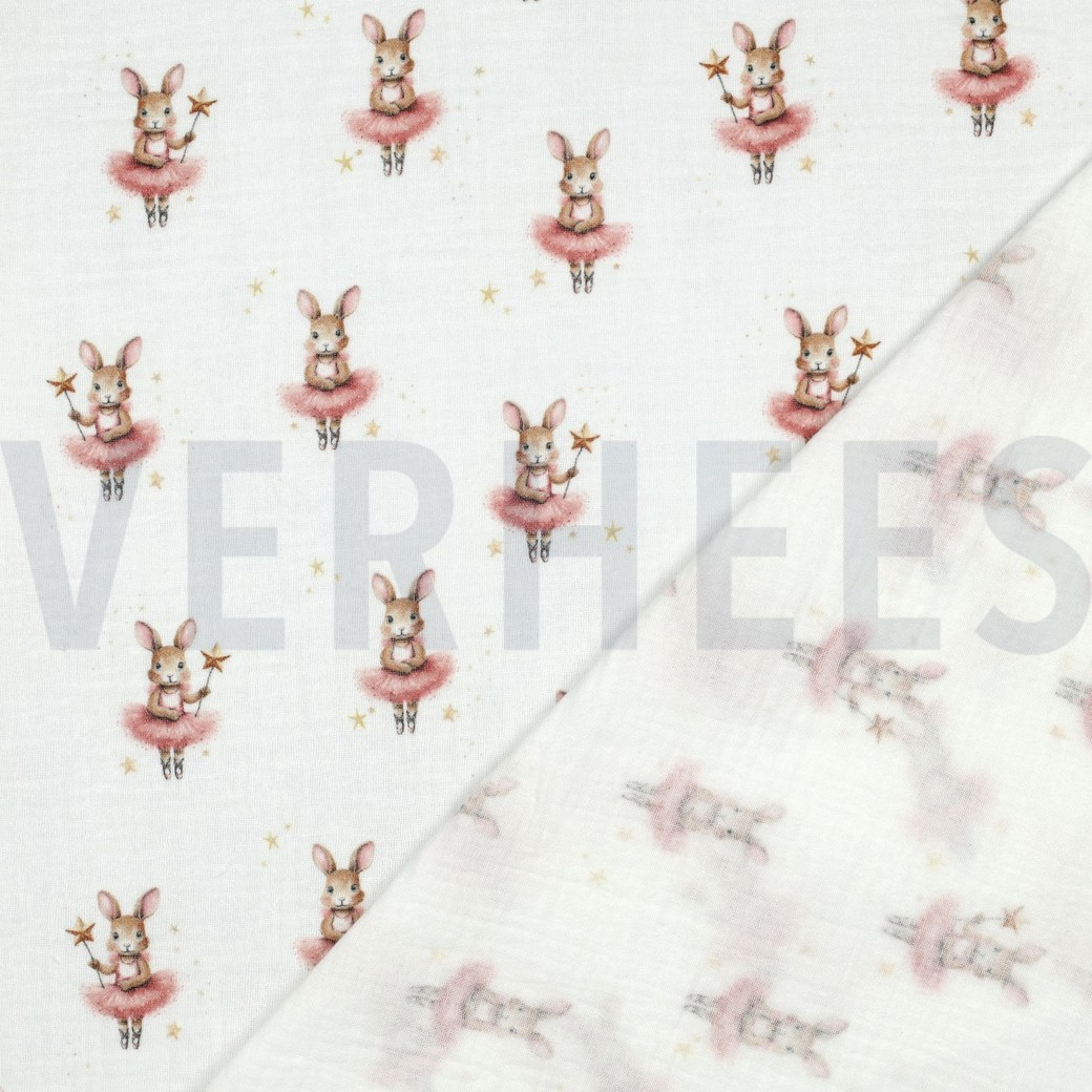 DOUBLE GAZE DE COTON LAPINS BLANC #7