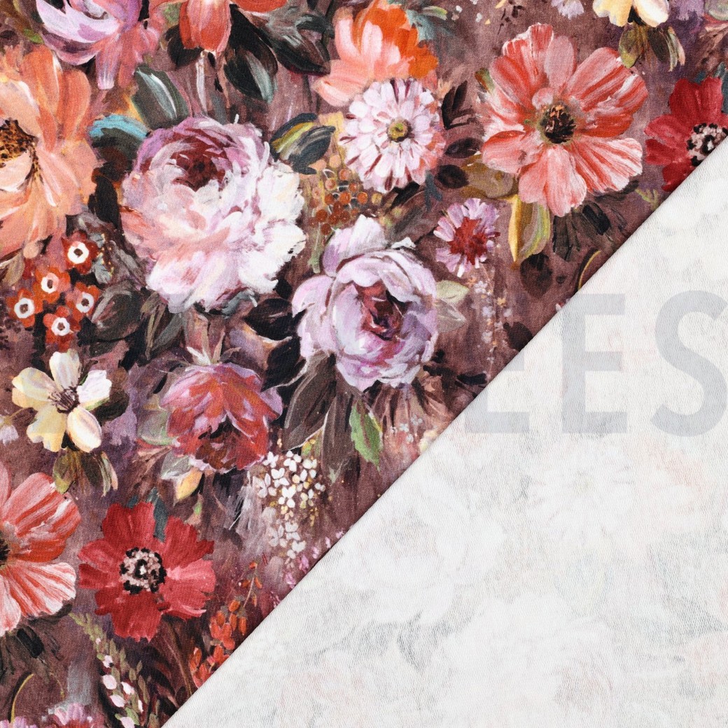 FRENCH TERRY DIGITAL FLOWERS BROWN #7