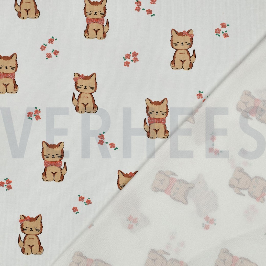 JERSEY GLITTER CATS ECRU #7