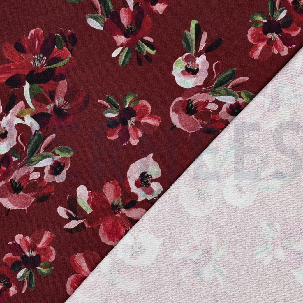 FRENCH TERRY DIGITAL FLOWERS RED #7
