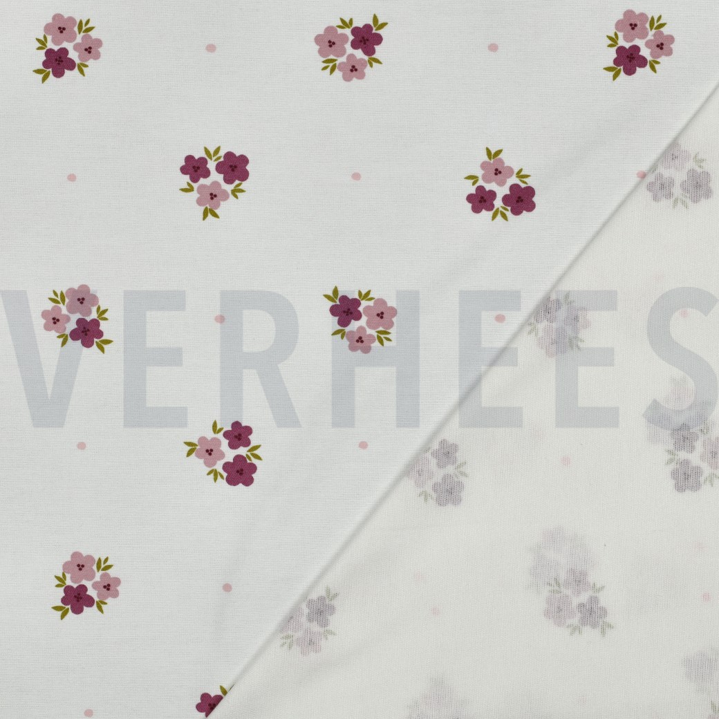 FLANELL BLUMEN GEBROCHEN WEISS #7