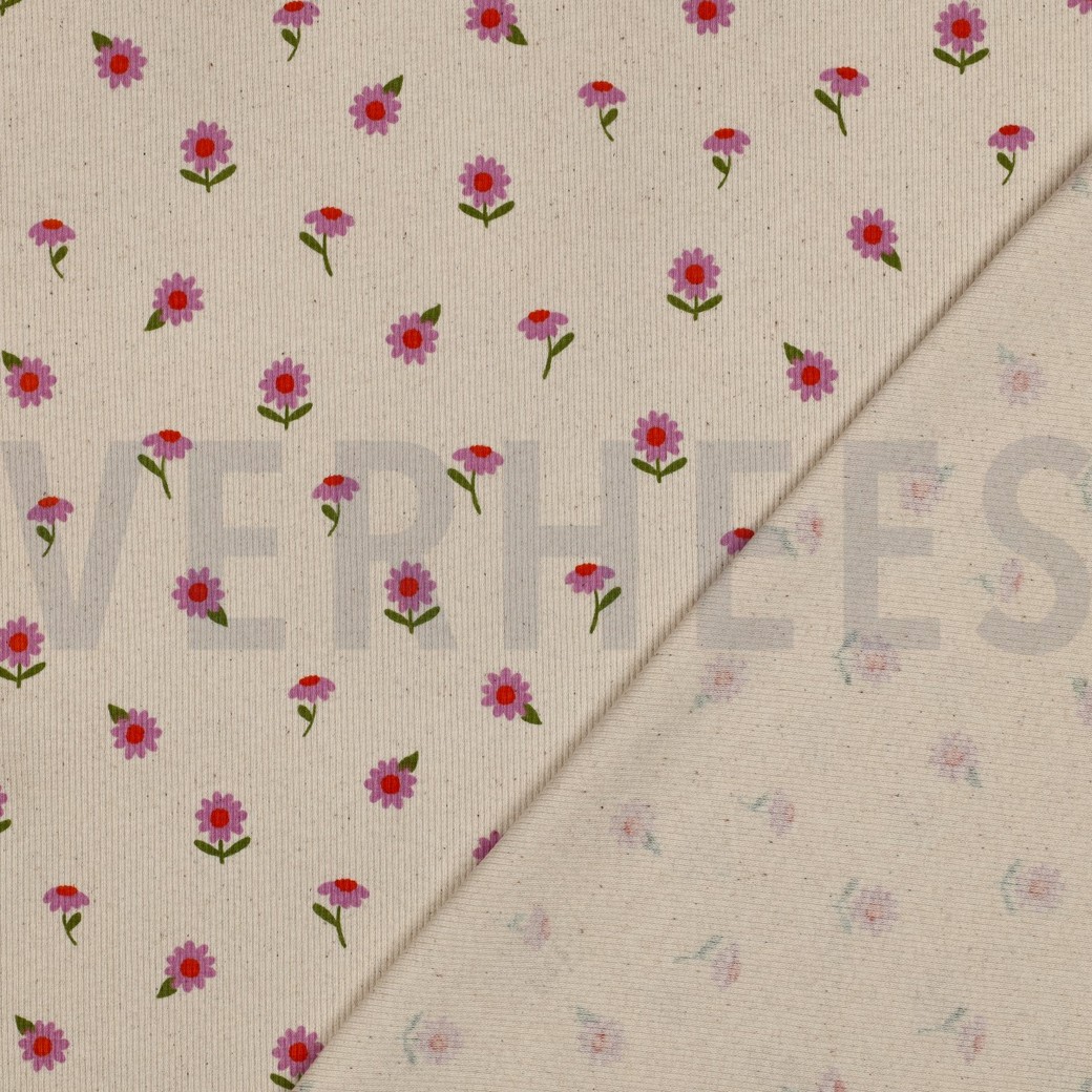 RIB JERSEY BLOEMEN NATUREL #7