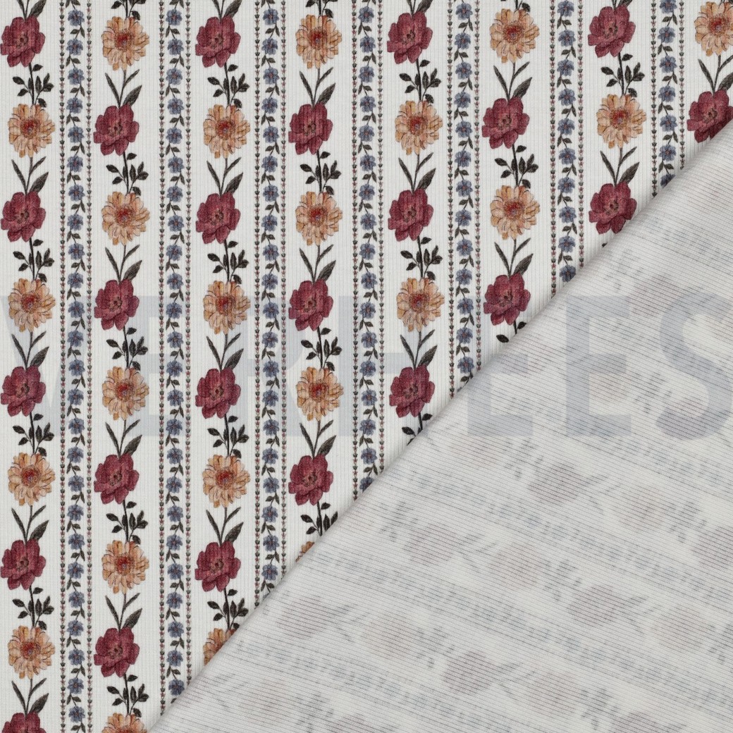 RIB JERSEY DIGITAAL BLOEMEN GEBROKEN WIT #7