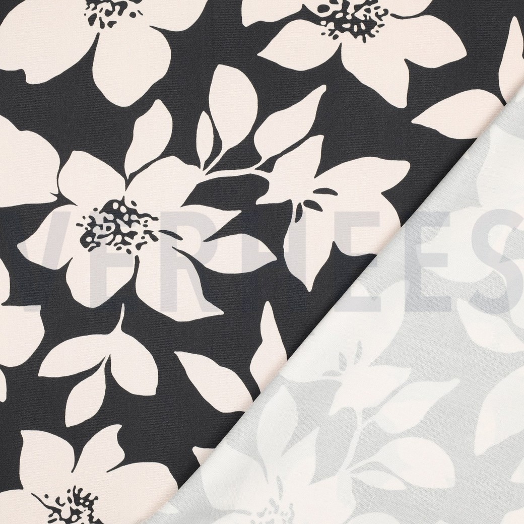 VISCOSE ROSELLA STRETCH FLOWERS BLACK #7