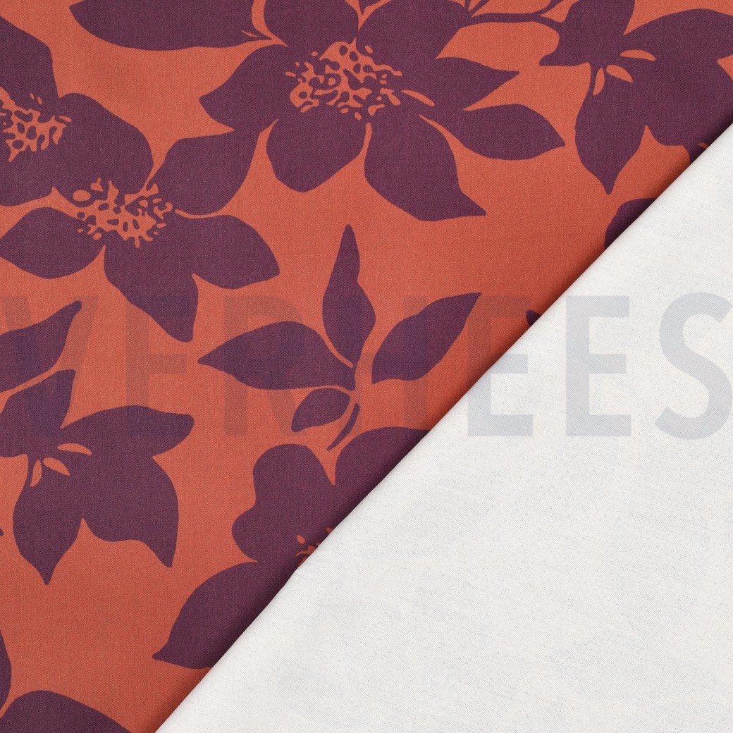 VISKOSE ROSELLA STRETCH BLUMEN BRAUN #7