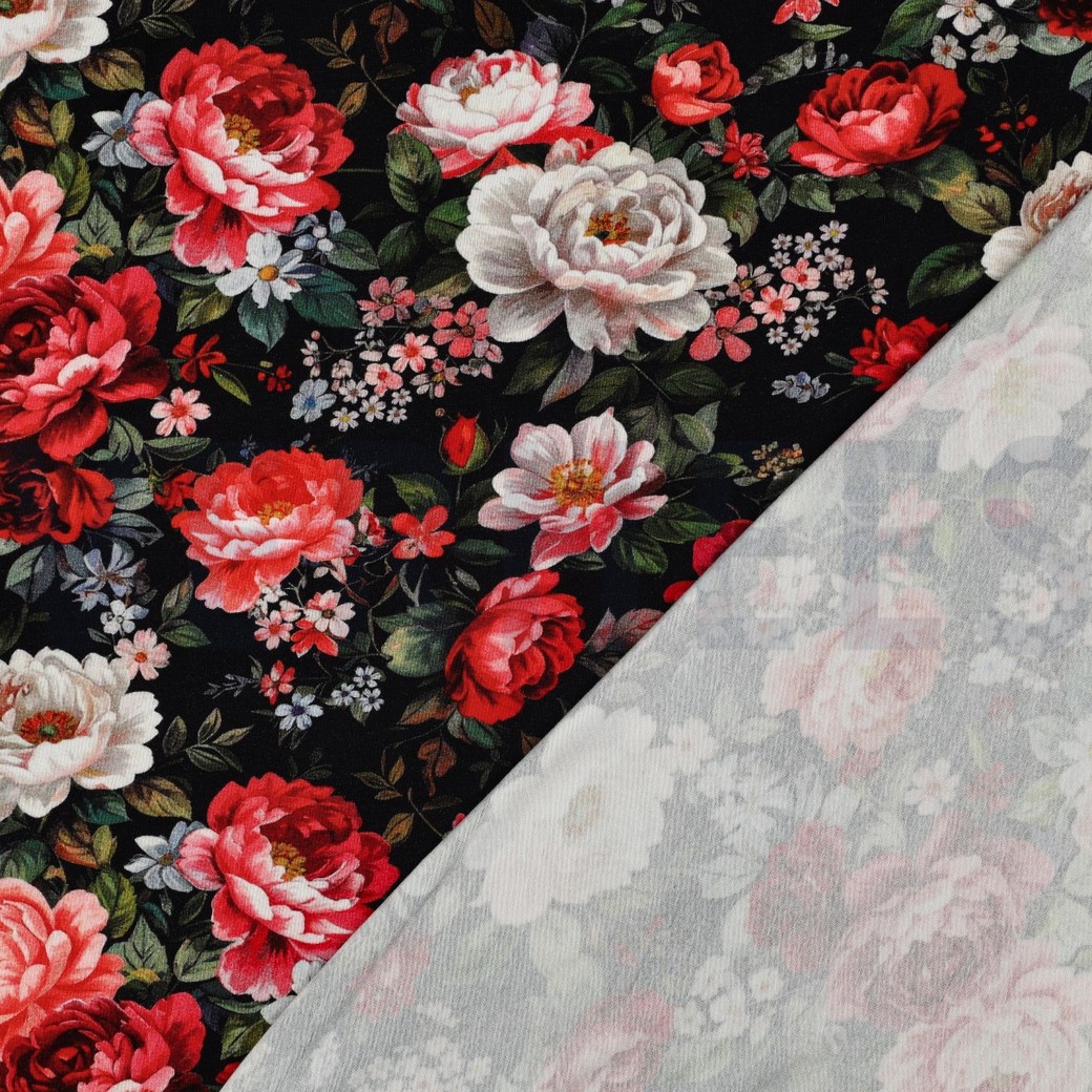 VISCOSE JERSEY DIGITAL FLEURS NOIR #7
