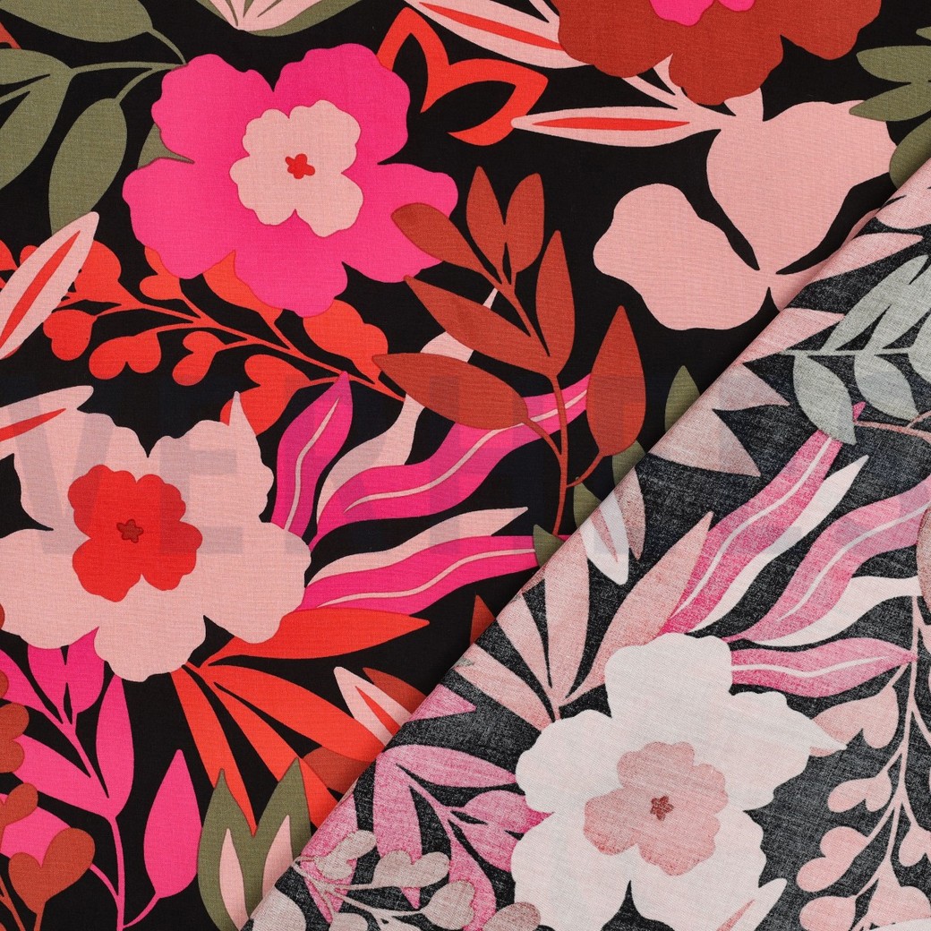 LENZING™ ECOVERO™ BLOEMEN ZWART #7