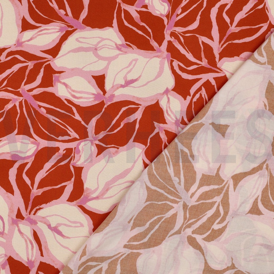LENZING™ ECOVERO™ DIGITAL FLOWERS ORANGE #7