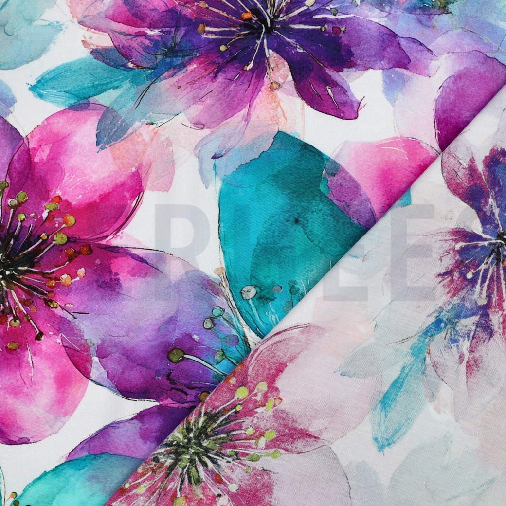 LENZING™ ECOVERO™ DIGITAL BLUMEN TÜRKIS #7
