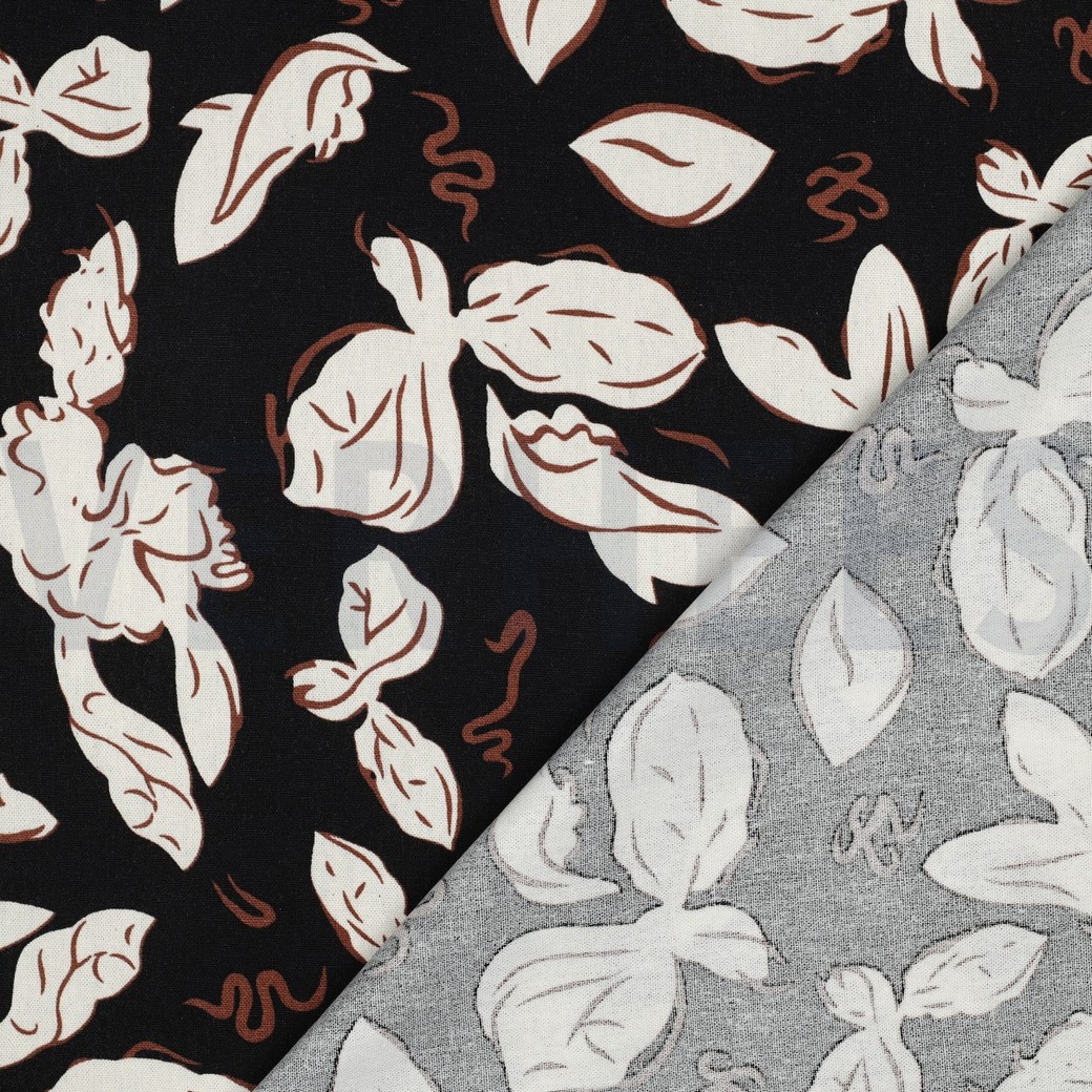 LINNEN VISCOSE BLOEMEN ZWART #7