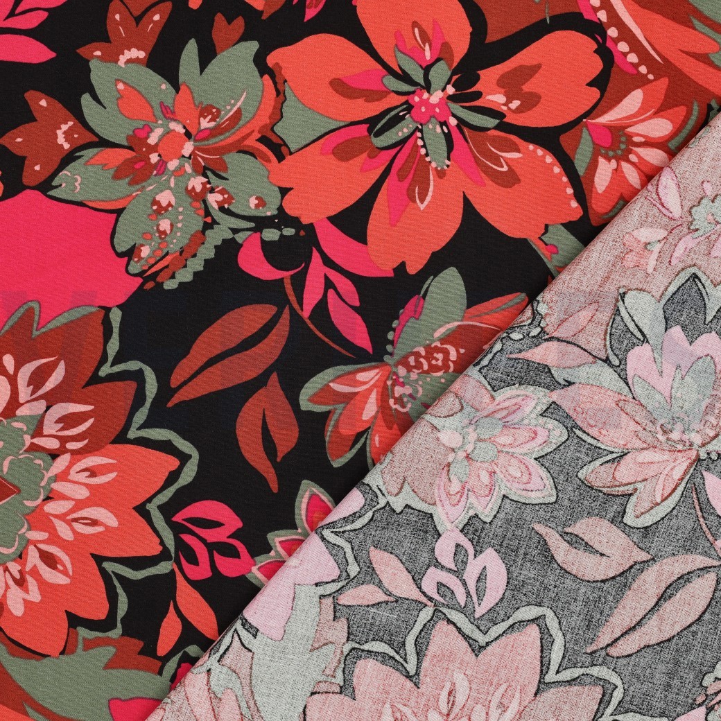 VISCOSE STRETCH FLEURS NOIR #7