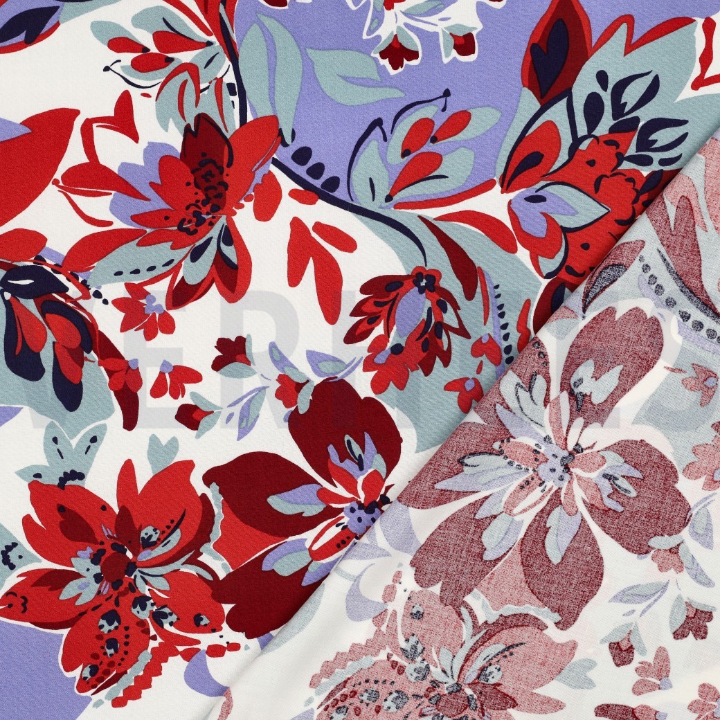 VISKOSE STRETCH BLUMEN GEBROCHEN WEISS #7