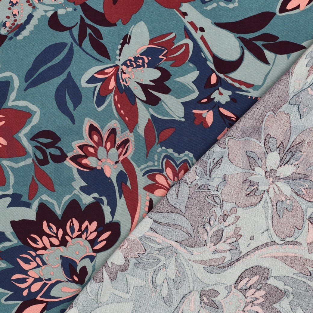 VISKOSE STRETCH BLUMEN BLAU #7