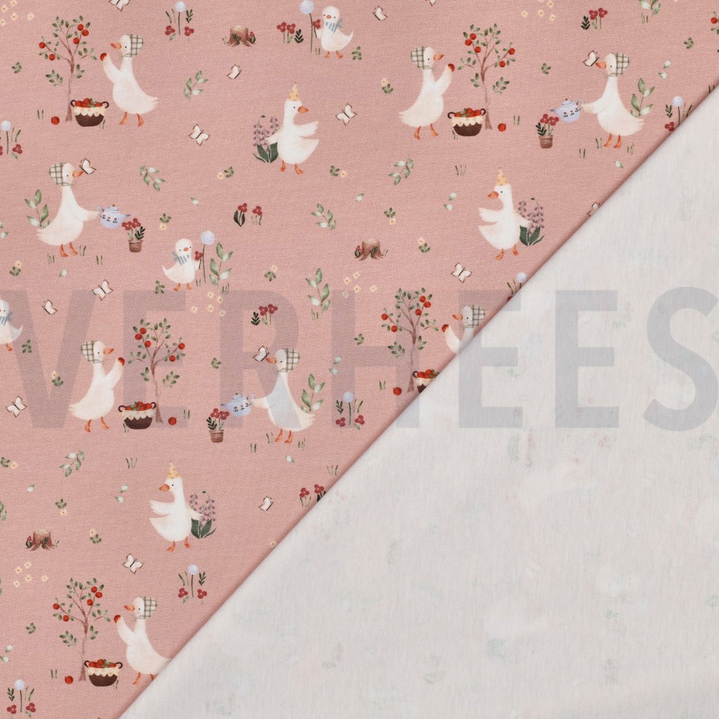 JERSEY GOTS DIGITAL GÄNSE & BLUMEN ROSA #7