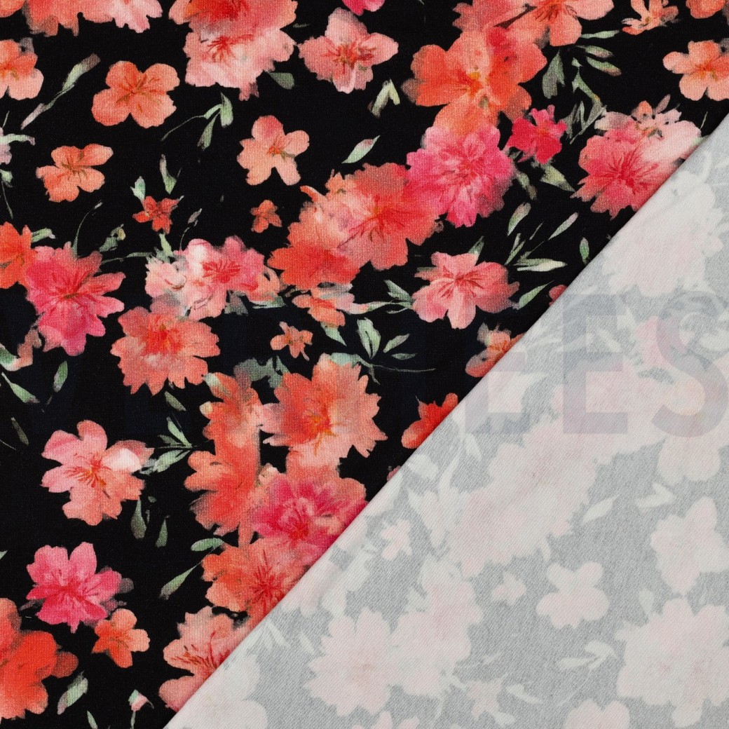 VISCOSE JERSEY DIGITAAL BLOEMEN ZWART #7