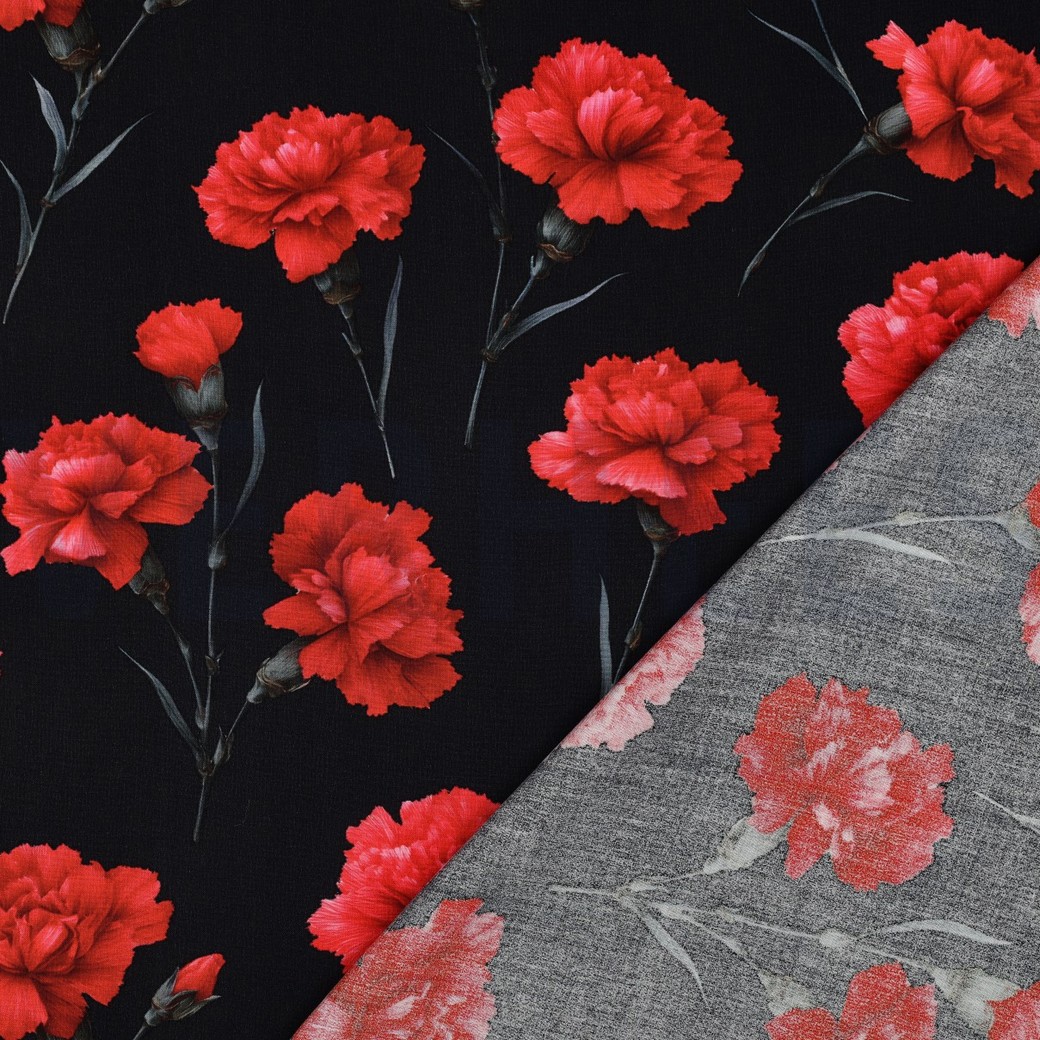 VISCOSE RADIANCE DIGITAAL BLOEMEN ROOD #7