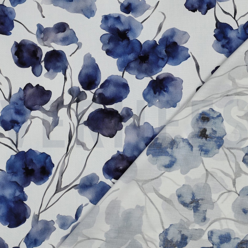VISCOSE RADIANCE DIGITAAL BLOEMEN BLAUW #7
