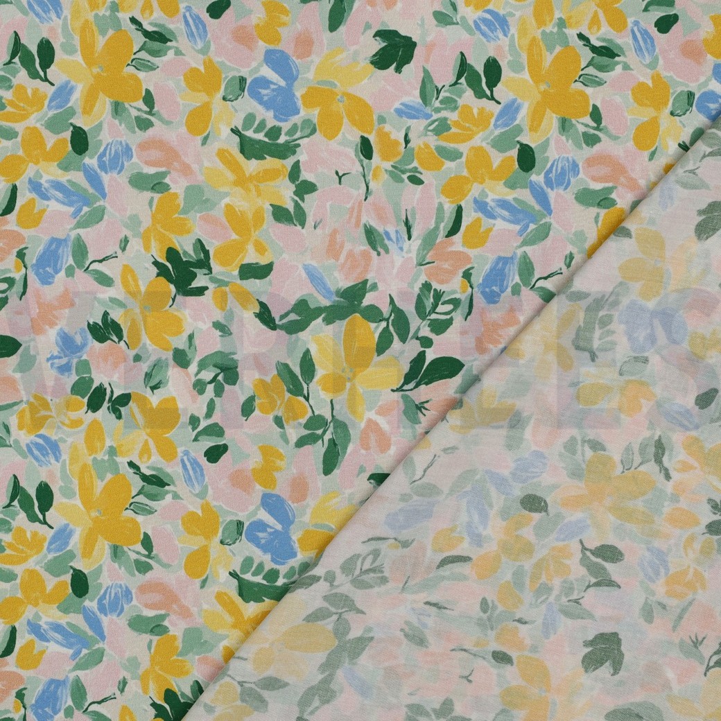 VISCOSE RADIANCE DIGITAL FLOWERS GREEN #7