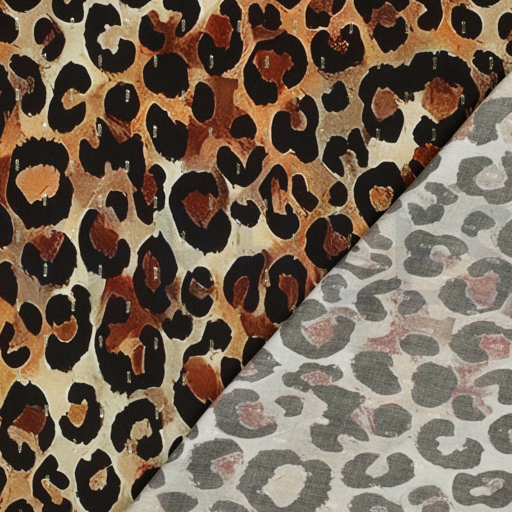 VISCOSE LUREX DIGITAAL DIERENHUID BRUIN #7