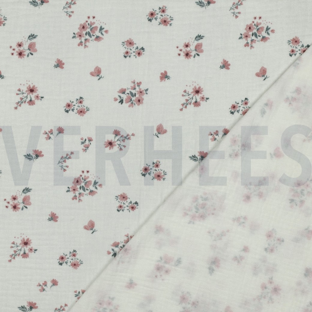 DOUBLE GAUZE GOTS DIGITAAL BLOEMEN ECRU #7