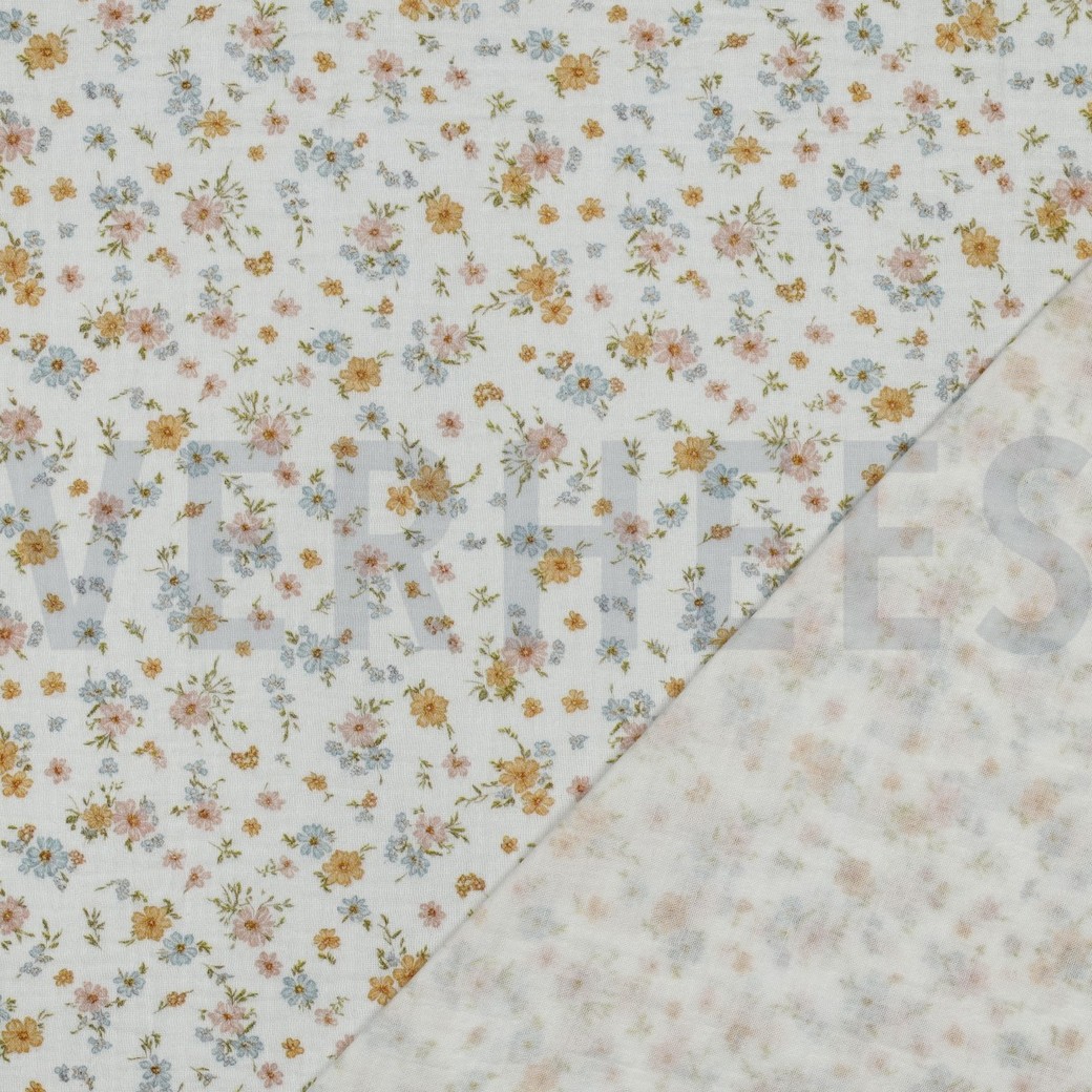 MUSSELIN GOTS DIGITAL BLUMEN ECRU #7