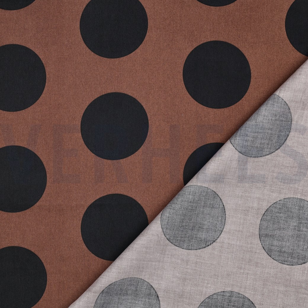 COTTON SATIN POLKA DOTS BROWN #7