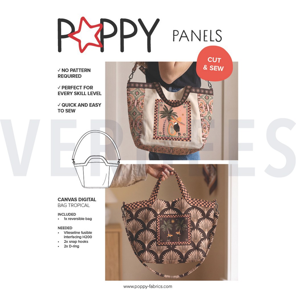CANVAS DIGITAAL SHOPPER PANEEL TROPISCH FRUIT BRUIN #7