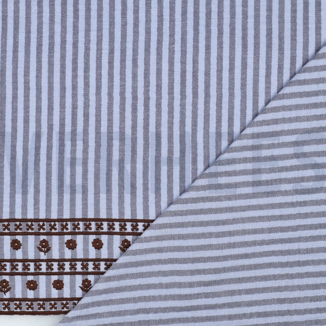 MUSSELIN STREIFEN EINSEITIGER RAND BLAU #7