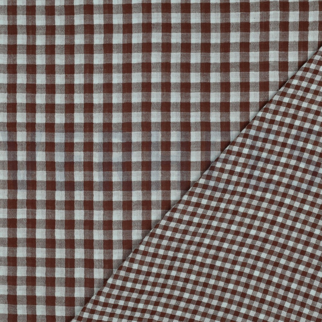 DOUBLE GAUZE YARN DYED STRIPES & CHECKS BLUE #7