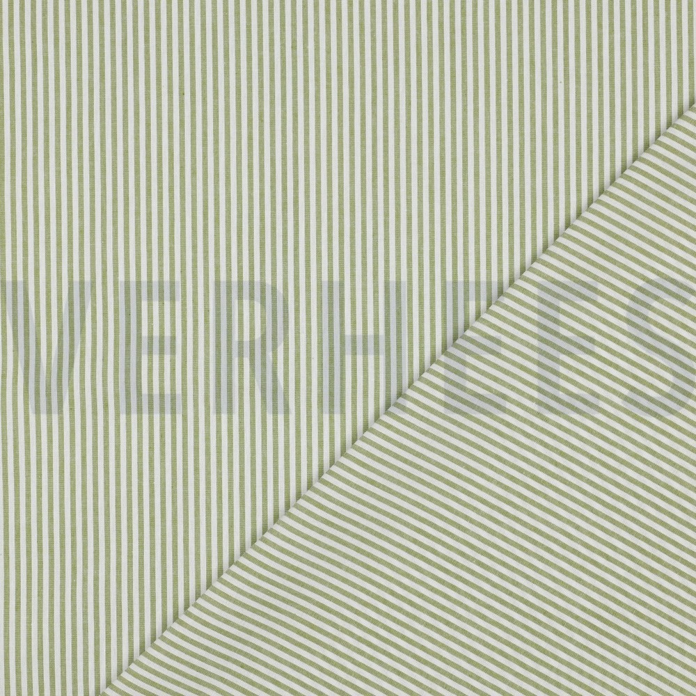GARENGEVERFD POPLIN STREPEN 3MM OUDLIME #7