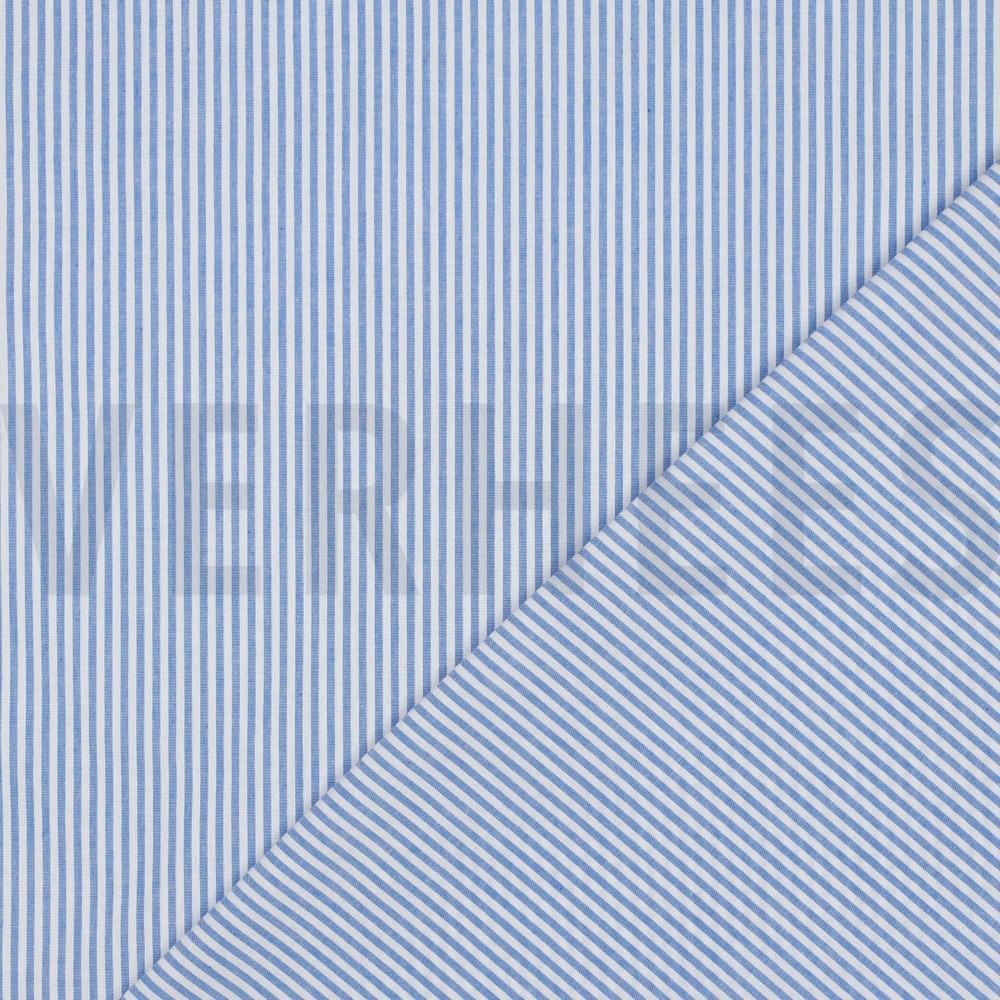 GARENGEVERFD POPLIN STREPEN 3MM HEMELSBLAUW #7