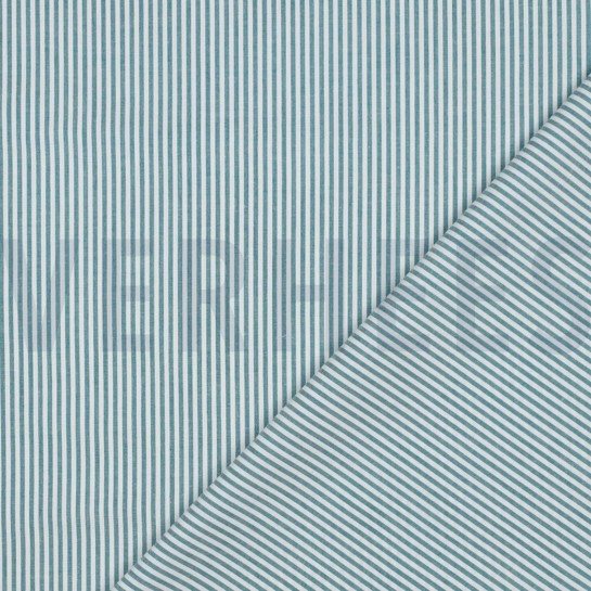 GARENGEVERFD POPLIN STREPEN 3MM PETROL #7