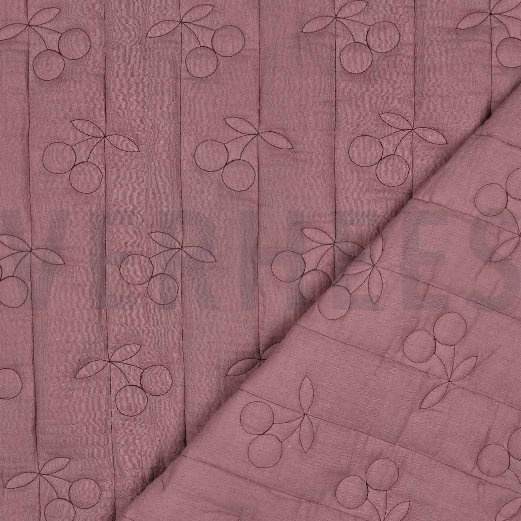 DOUBLE GAZE DE COTON MATELASSÉ CERISES MAUVE #7