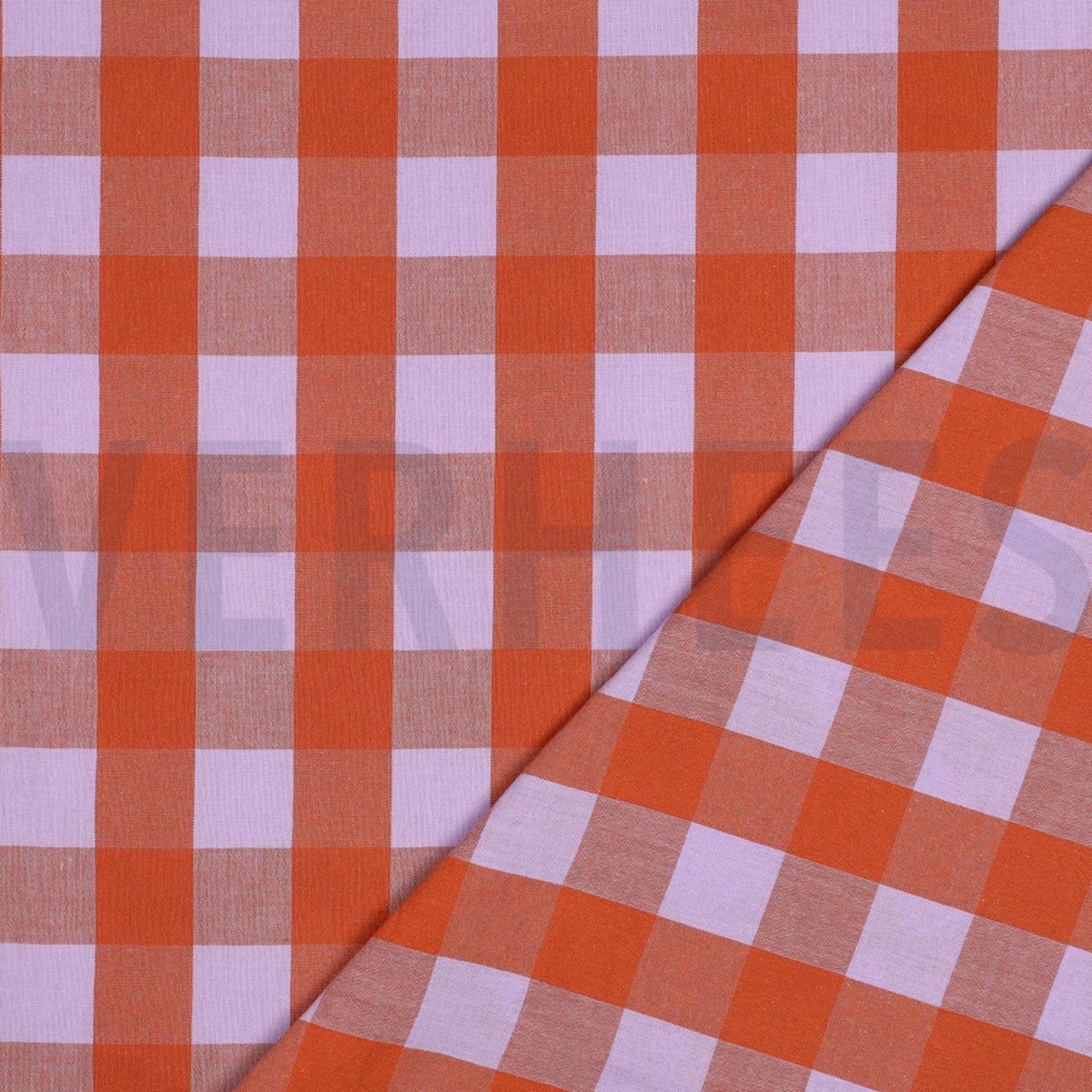 KATOEN GARENGEVERFD RUITEN LAVENDEL/ORANJE (high resolution) #4