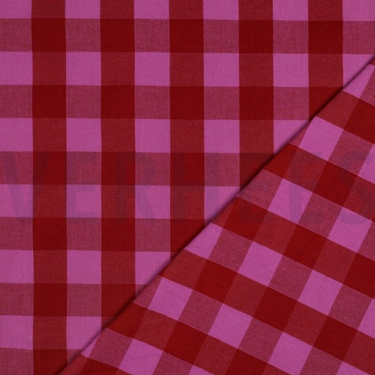 KATOEN GARENGEVERFD RUITEN ROOD/FUCHSIA #7