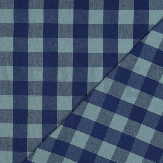 KATOEN GARENGEVERFD RUITEN BLAUW/GREEN #7