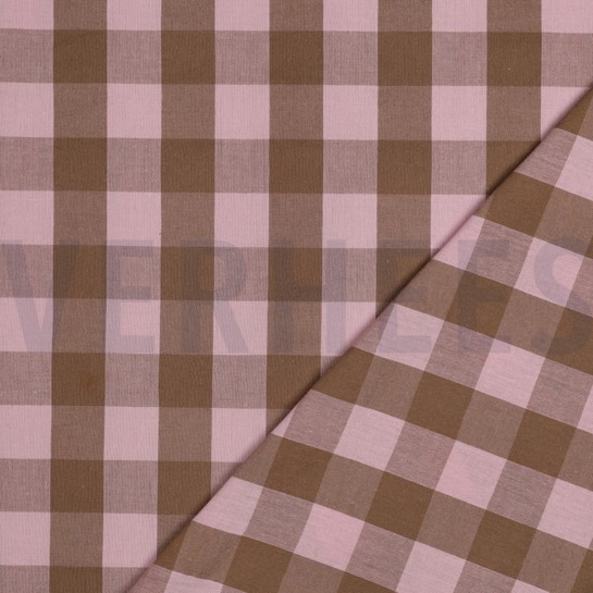 KATOEN GARENGEVERFD RUITEN LICHTROZE/BRUIN #7