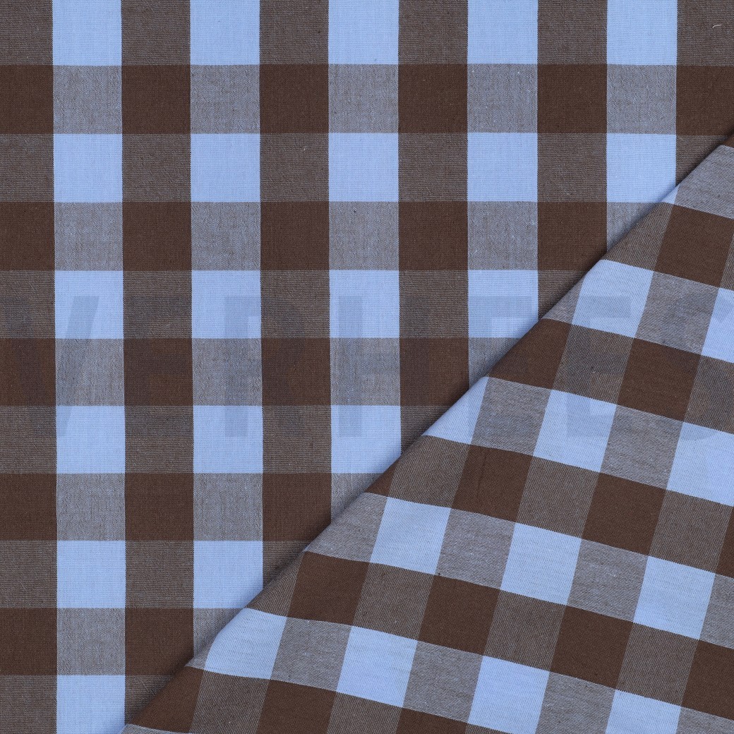 KATOEN GARENGEVERFD RUITEN BLAUW/BRUIN #7
