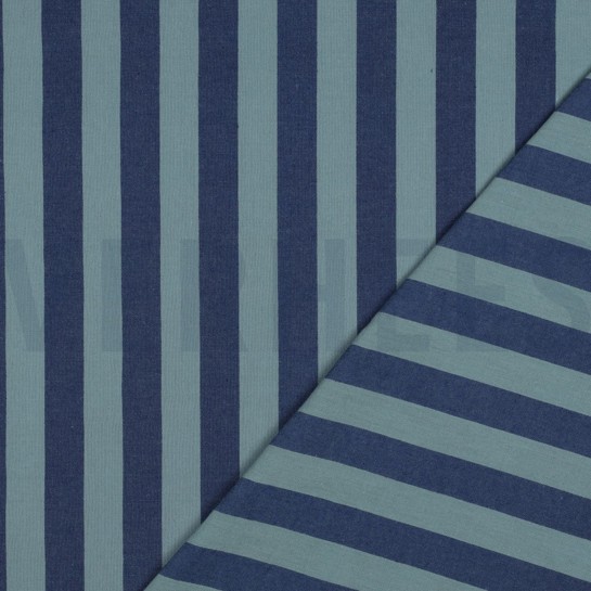 KATOEN GARENGEVERFD STREPEN BLAUW/GREEN #7