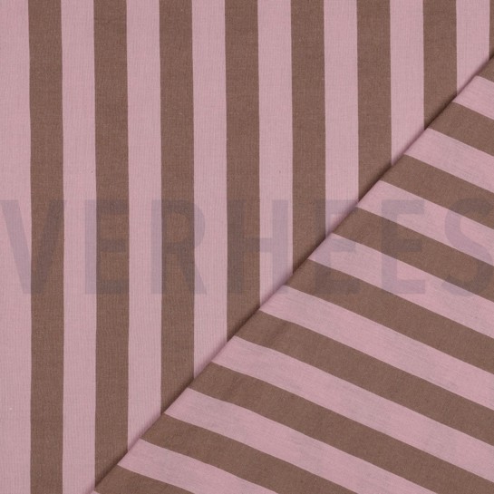 KATOEN GARENGEVERFD STREPEN LICHTROZE/BRUIN #7