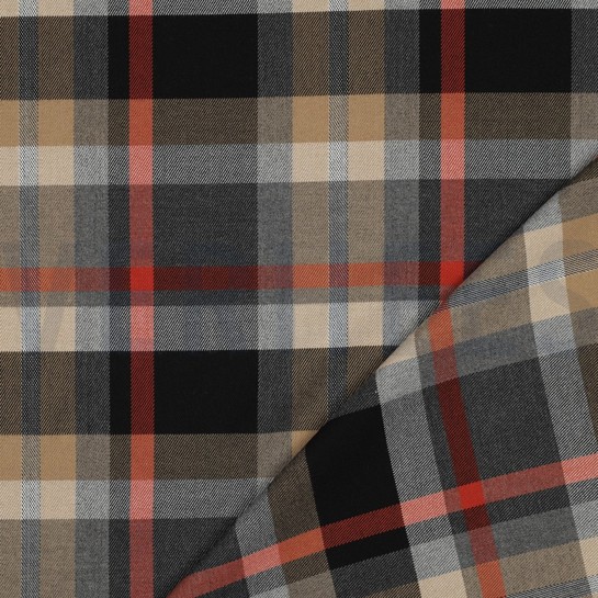 TARTAN CHECK GRAU/ORANGE/SAND #7