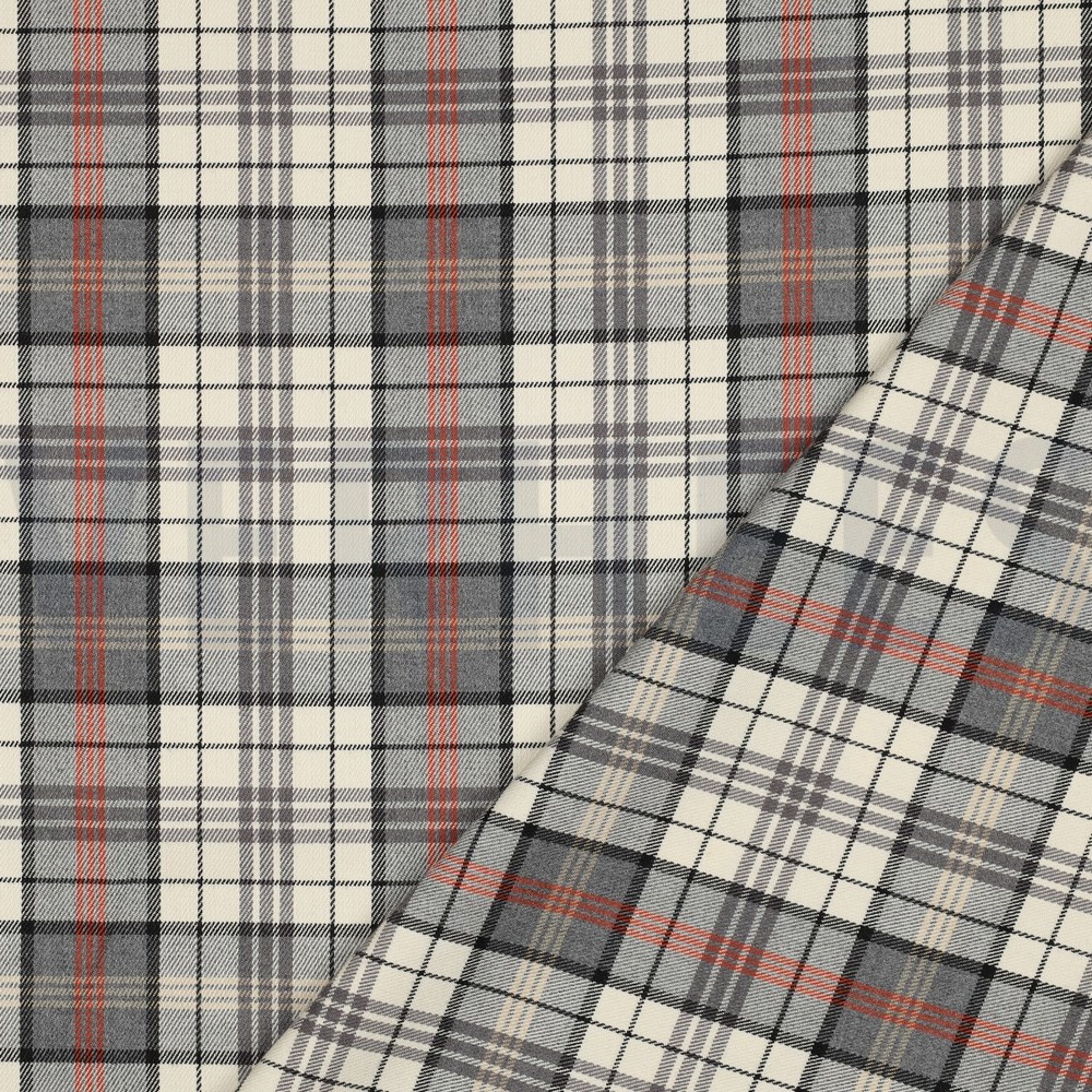 TARTAN CHECK ECRU/GREY/ORANGE #7