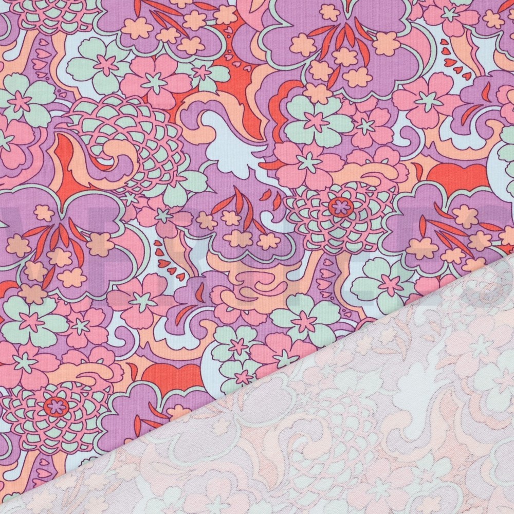 FRENCH TERRY FLEURS ABSTRAITES VIOLET #7