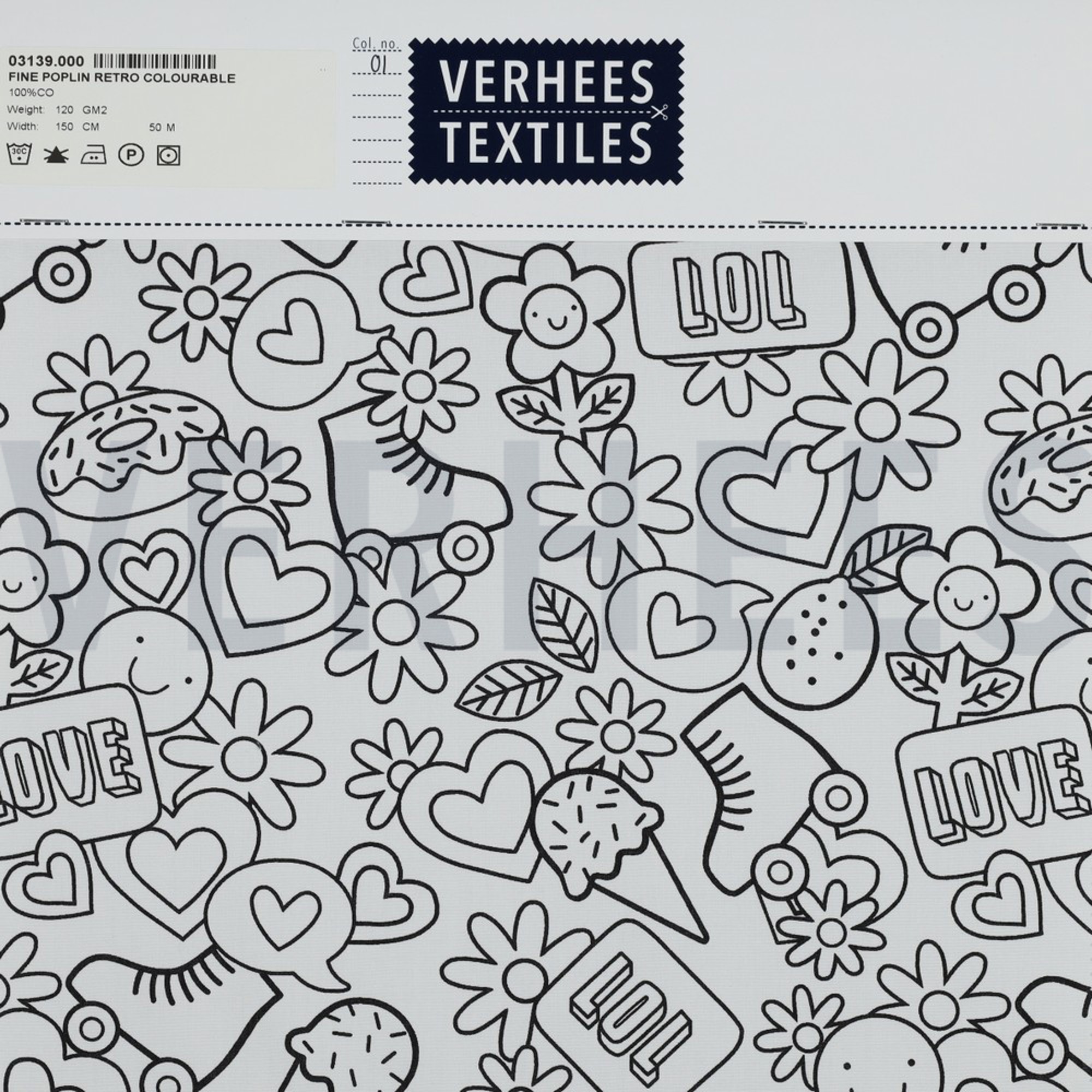 KATOENEN POPLIN RETRO INKLEURBAAR ZWART/WIT (high resolution) #4